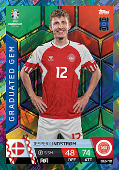 Jesper Lindstrom Denmark Topps Match Attax EURO 2024 Graduated Gem #DEN10